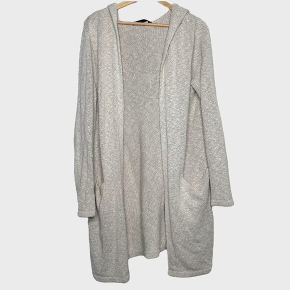 Jenni Kayne XS Oatmeal Cotton Linen Long Hooded Cardigan Cozy Everyday Luxe - Picture 1 of 8